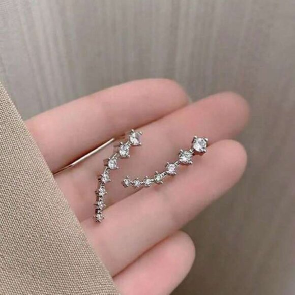Sterling Silver 925 Moissanite Ear Climber Earrings - Picture 4 of 5
